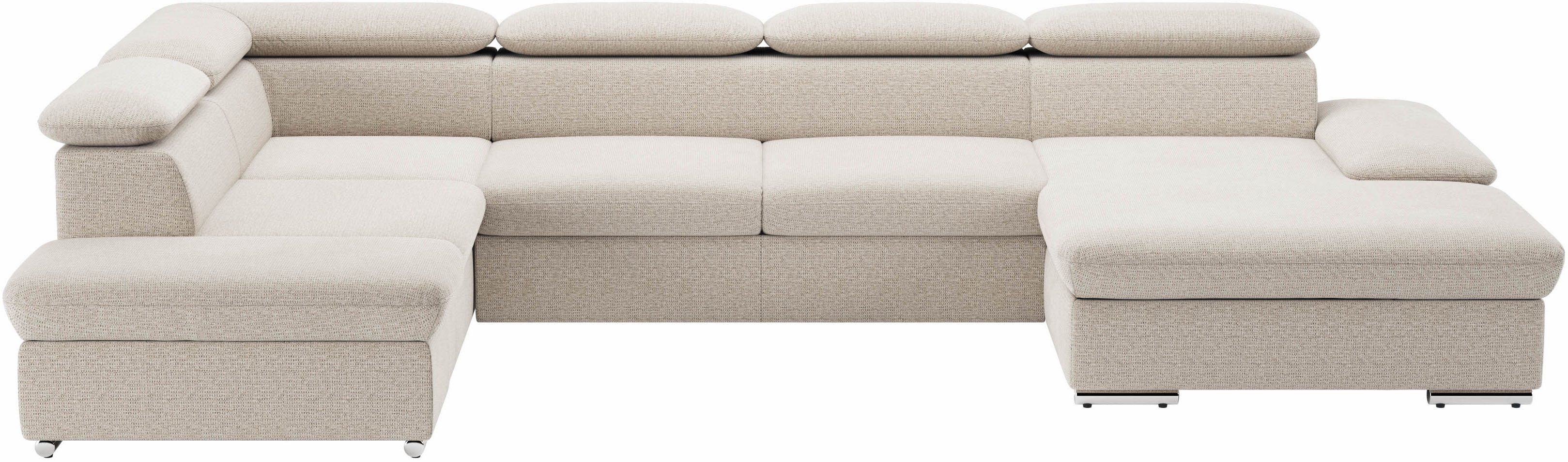 sit&more Wohnlandschaft Valantine U-Form, B: 349 cm, mit Arm- & Kopfteilverstellung, optional mit Bettfunktion