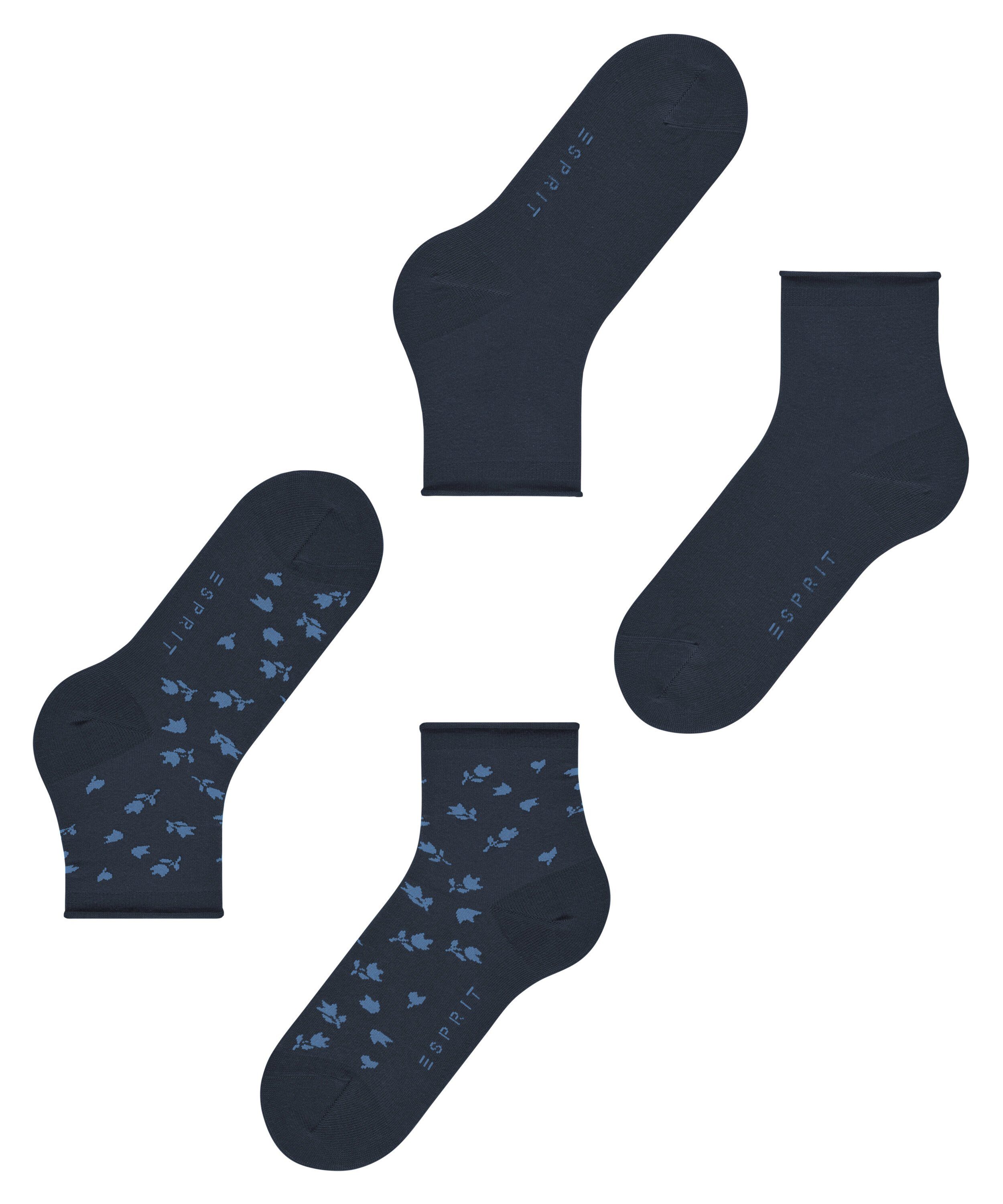 Esprit Kurzsocken Mini Flower 2-Pack Kurzsocken aus Biobaumwolle (2-Paar) aus Biobaumwolle