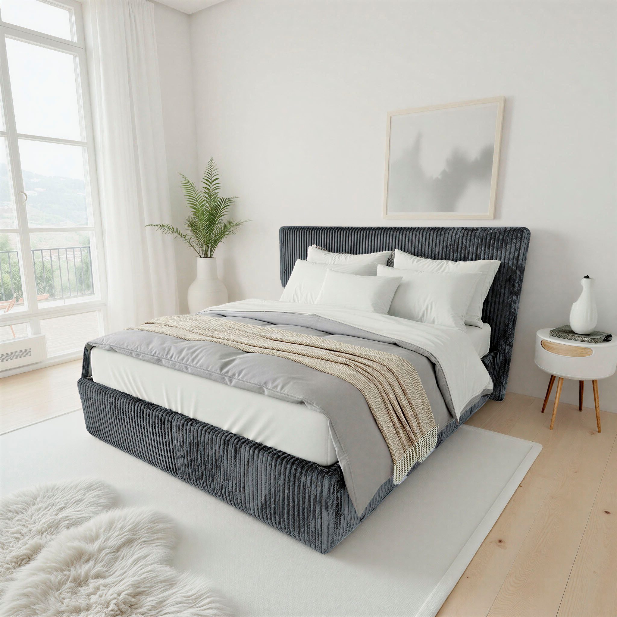 OTTO home Polsterbett AVVRA wahlweise mit Lattenrost und King-Matratze H3 (28cm), mit flauschigen Breitcord-Bezug, Liegefläche 180x200cm – Bild 2 von 5