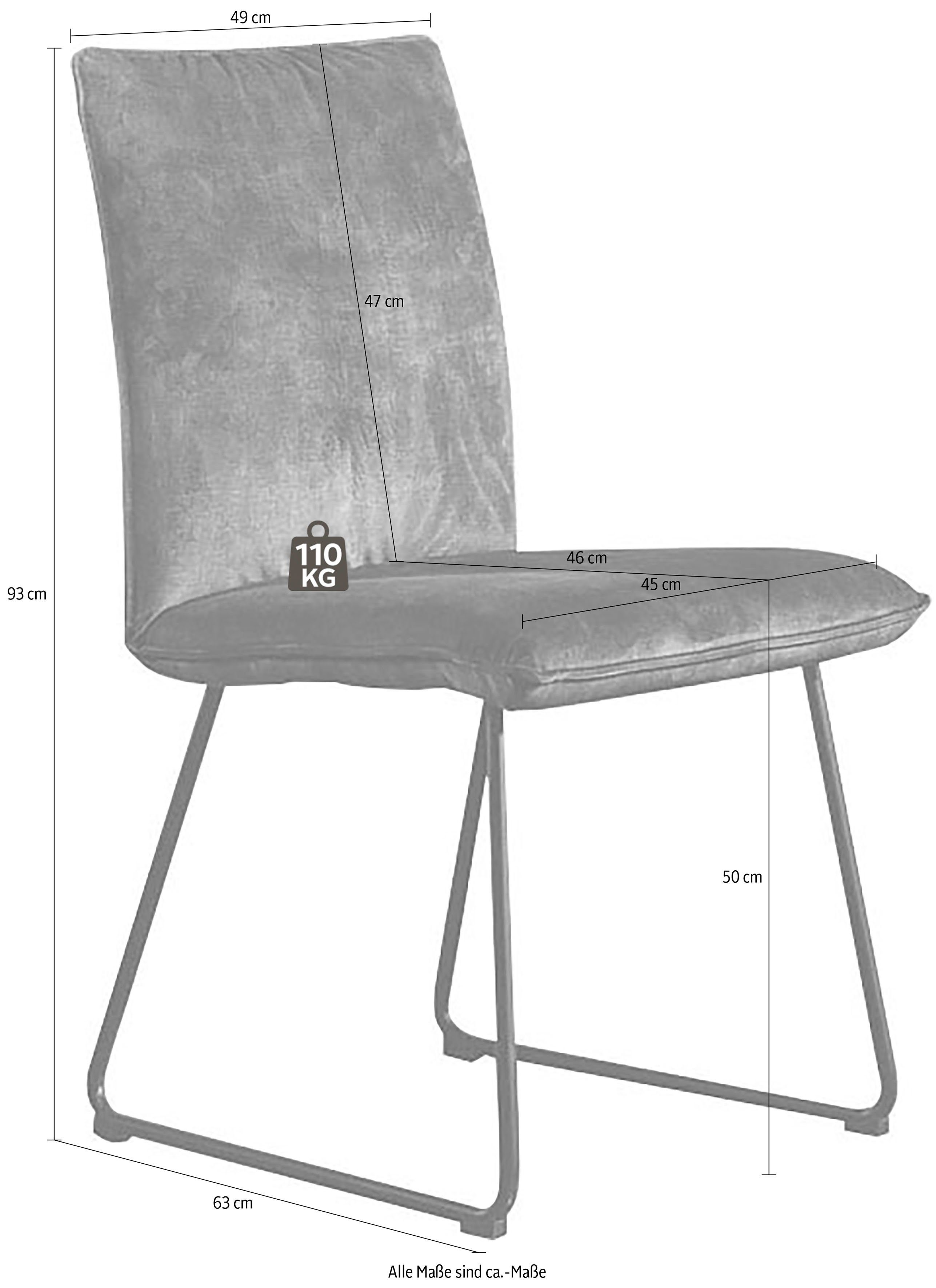 & schwarz Wohnen II, K+W mit Struktur Komfort Rundrohrkufe Stuhl Deseo Kufenstuhl Metall in