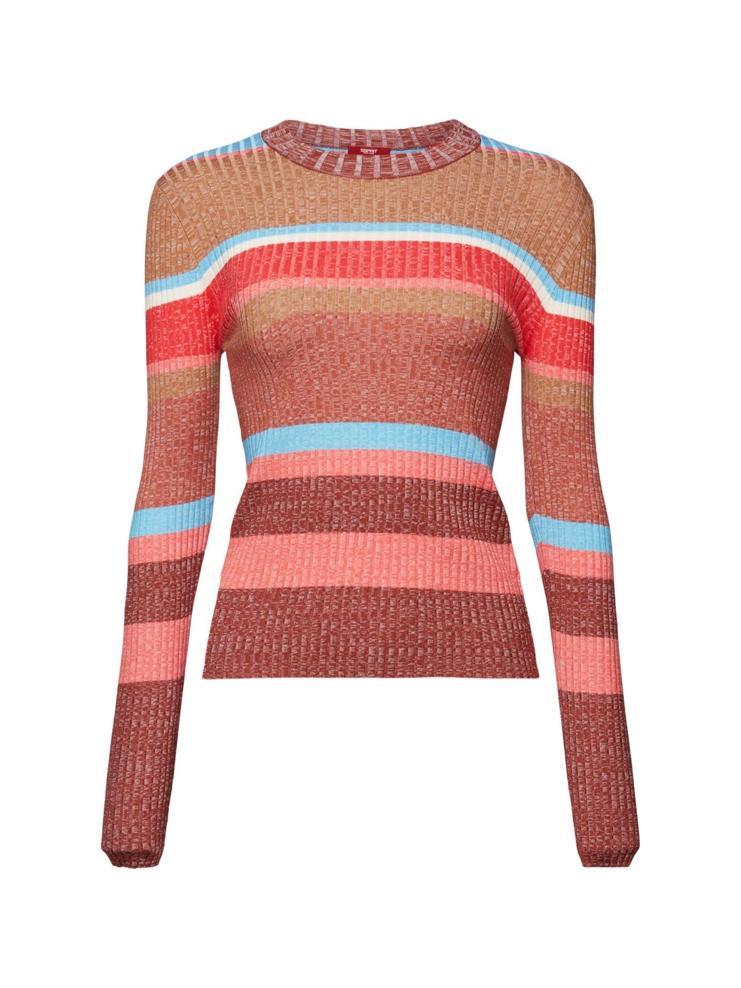 Esprit Rundhalspullover Gestreifter Strickpullover, LENZING™ ECOVERO™