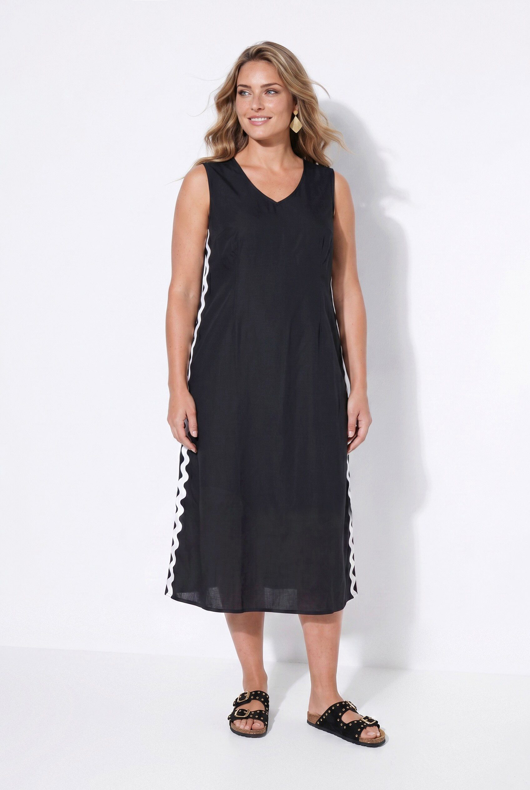 Angel of Style Jerseykleid Maxikleid A-Linie seitliches Wellenband