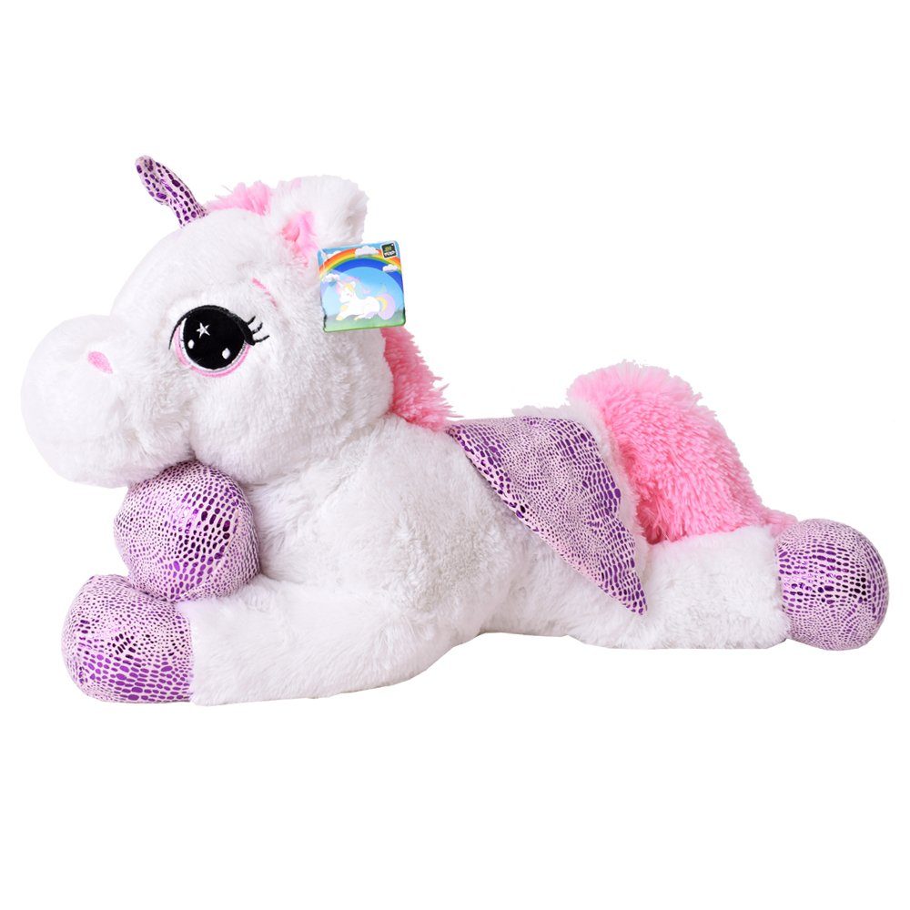 TE-Trend Kuscheltier Einhorn 60 cm Plüschtier Stofftier Unicorn Pferd weiß