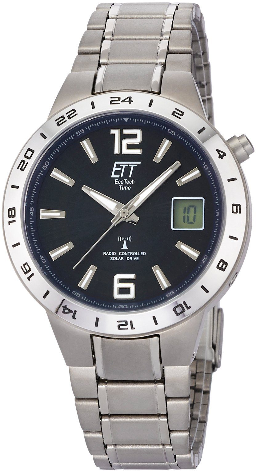 ETT Funkuhr Basic Titan, EGT-11411-41M, Armbanduhr, Herrenuhr, Datum, Solar