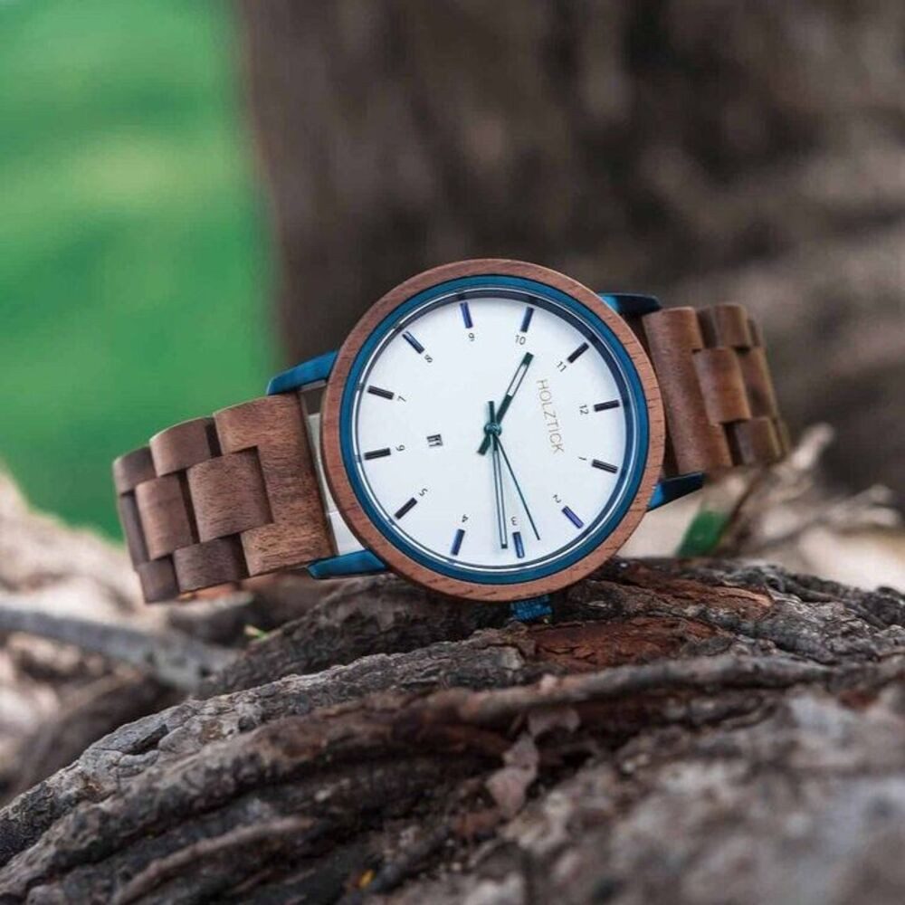 Holztick Bavaria Quarzuhr Anton ANTON, stylische Herrenuhr aus Walnussholz