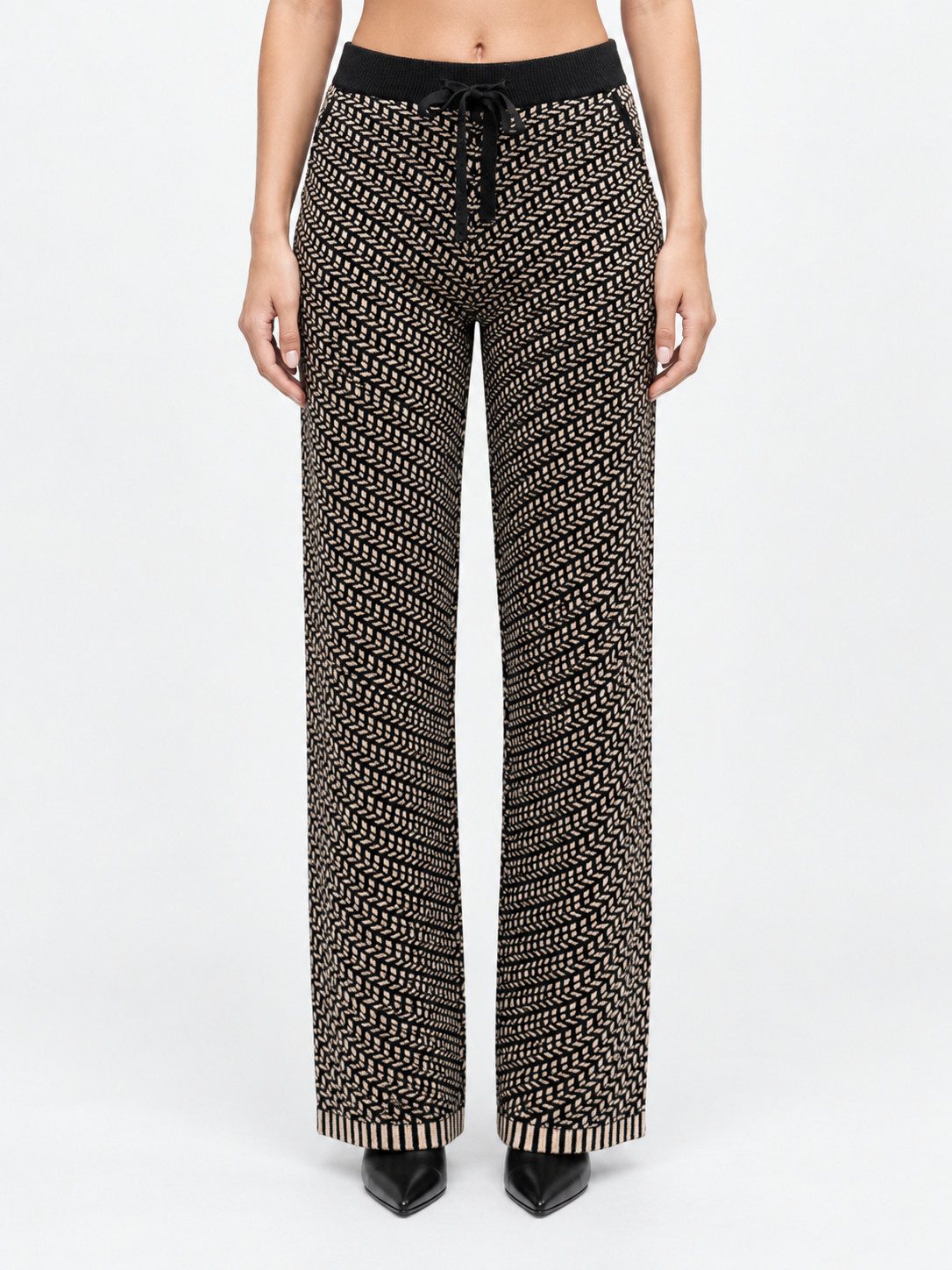 Passioni Strickhose Strick-Hose mit stylischem Fischgrätenmuster
