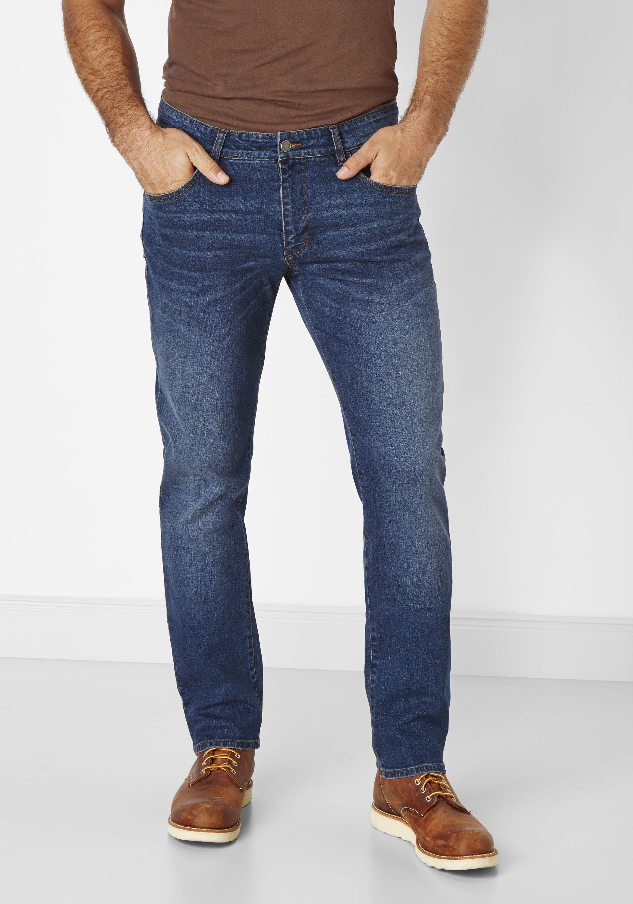 stone mit Modern-Fit Jeans 5-Pocket-Jeans Redpoint used Denim Barrie dark Stretchanteil