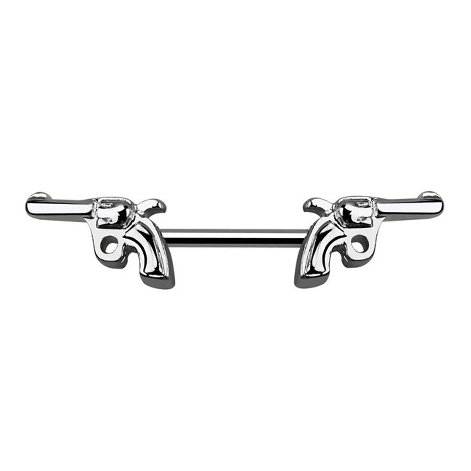 Adelia´s Brustwarzenpiercing Piercing Brustpiercing, Mit 2 Revolvern aus Pewter, silber platiniert