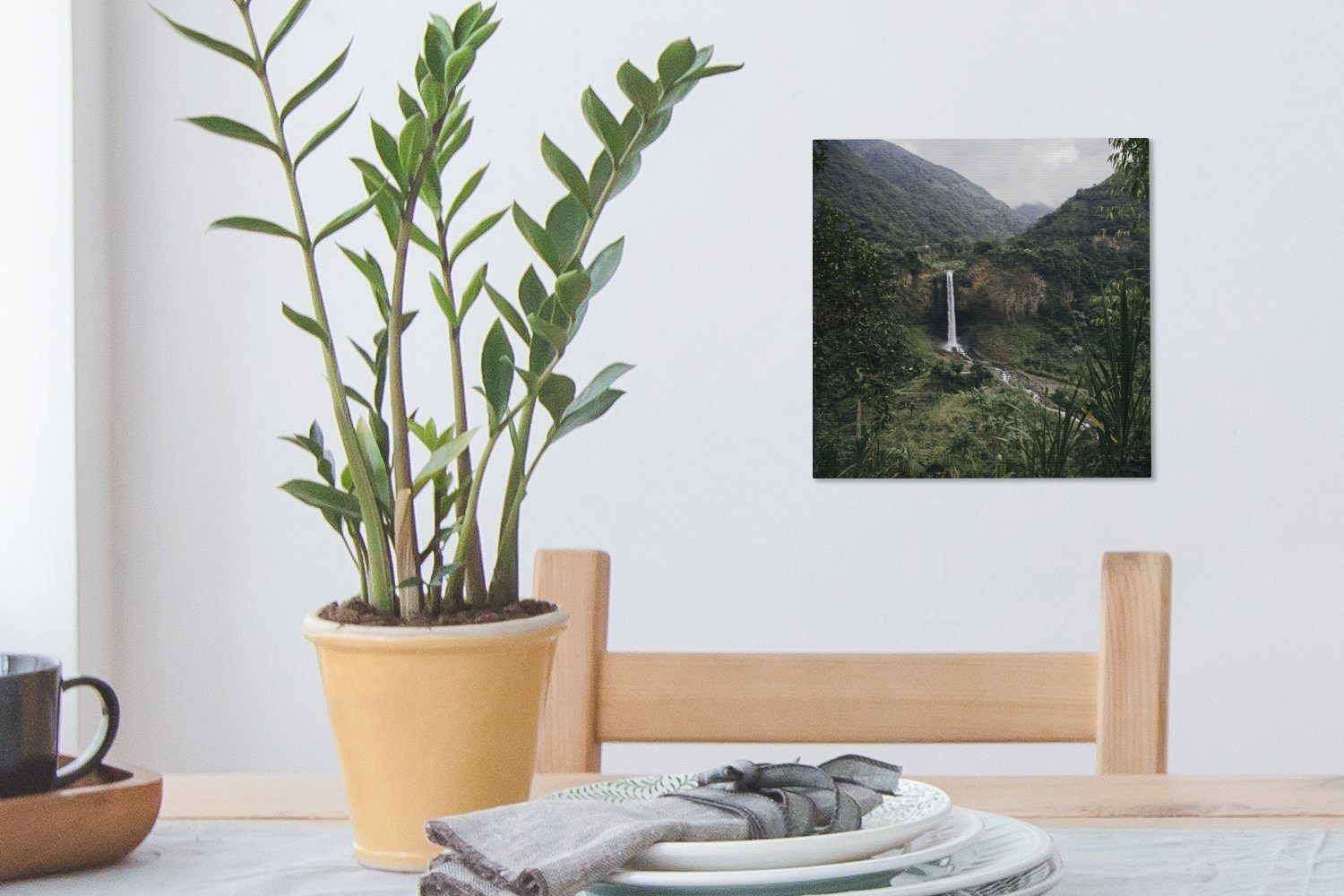 OneMillionCanvasses® Leinwandbild Pflanzen - Wasserfall - (1 für Leinwand Schlafzimmer Wohnzimmer Südamerika, St), Bilder
