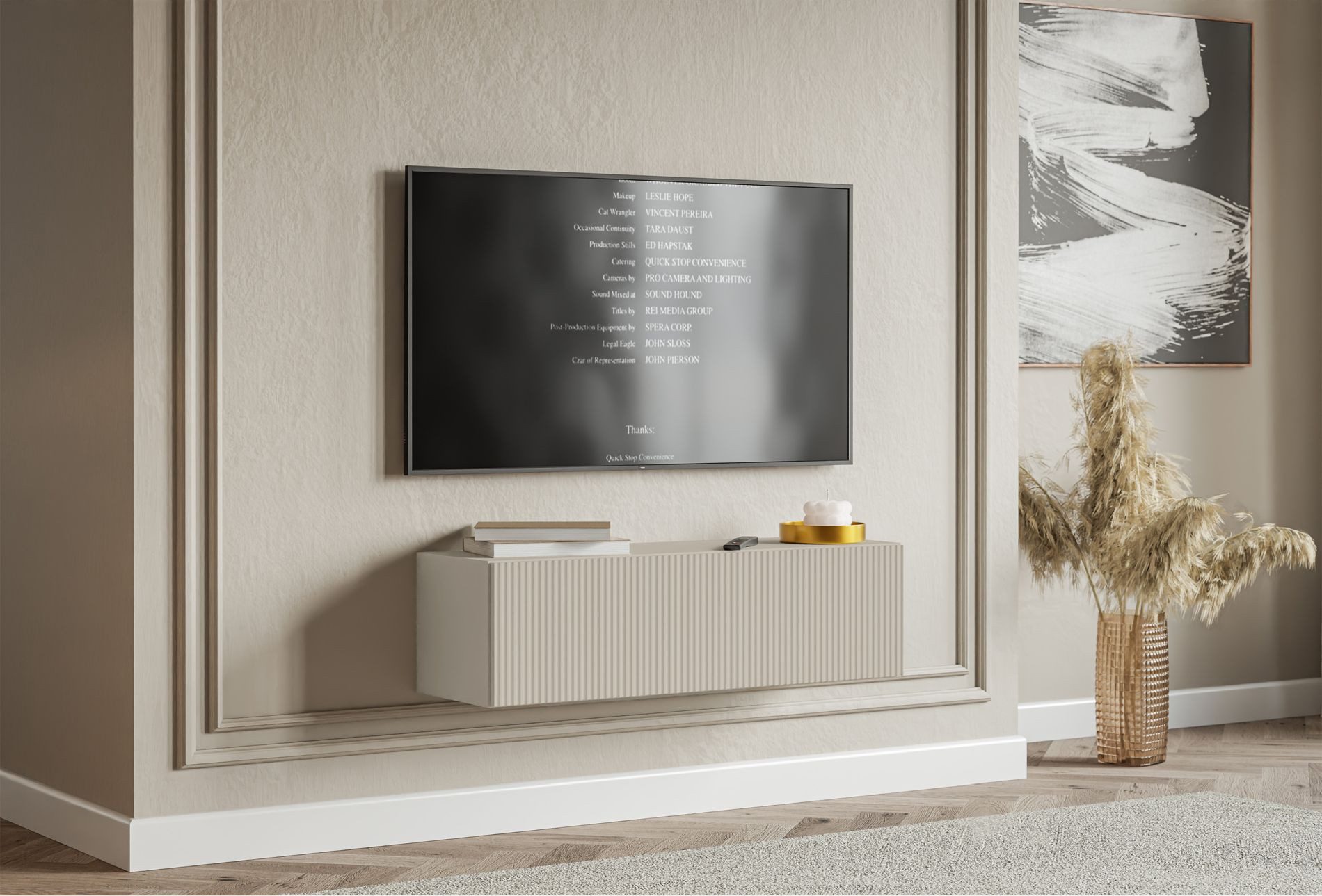 Selsey TV-Schrank VELDIO TV-Hängeboard mit Riffel-Optik, Schwebendes Design, 100 / 200 / 300 cm