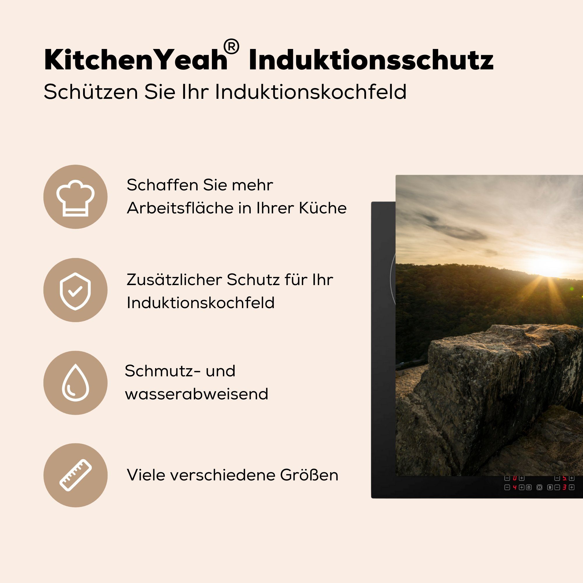 Herbst Vinyl, MuchoWow tlg), (1 für cm, Deutschland - Ceranfeldabdeckung Herdblende-/Abdeckplatte die küche, Wald, Schutz - 81x52 Induktionskochfeld
