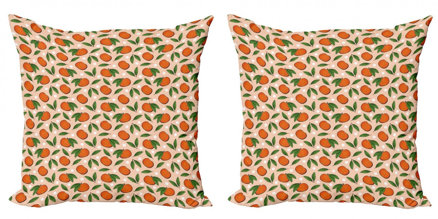 Accent Tangerinen Doppelseitiger Abakuhaus Modern (2 Obst Blätter- Tropical Digitaldruck, Kissenbezüge Stück),