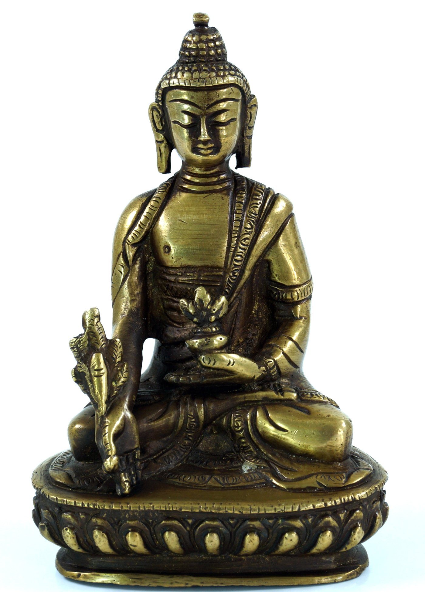 Buddhafigur Buddha Statue aus Messing Medizin Buddha 14 cm..