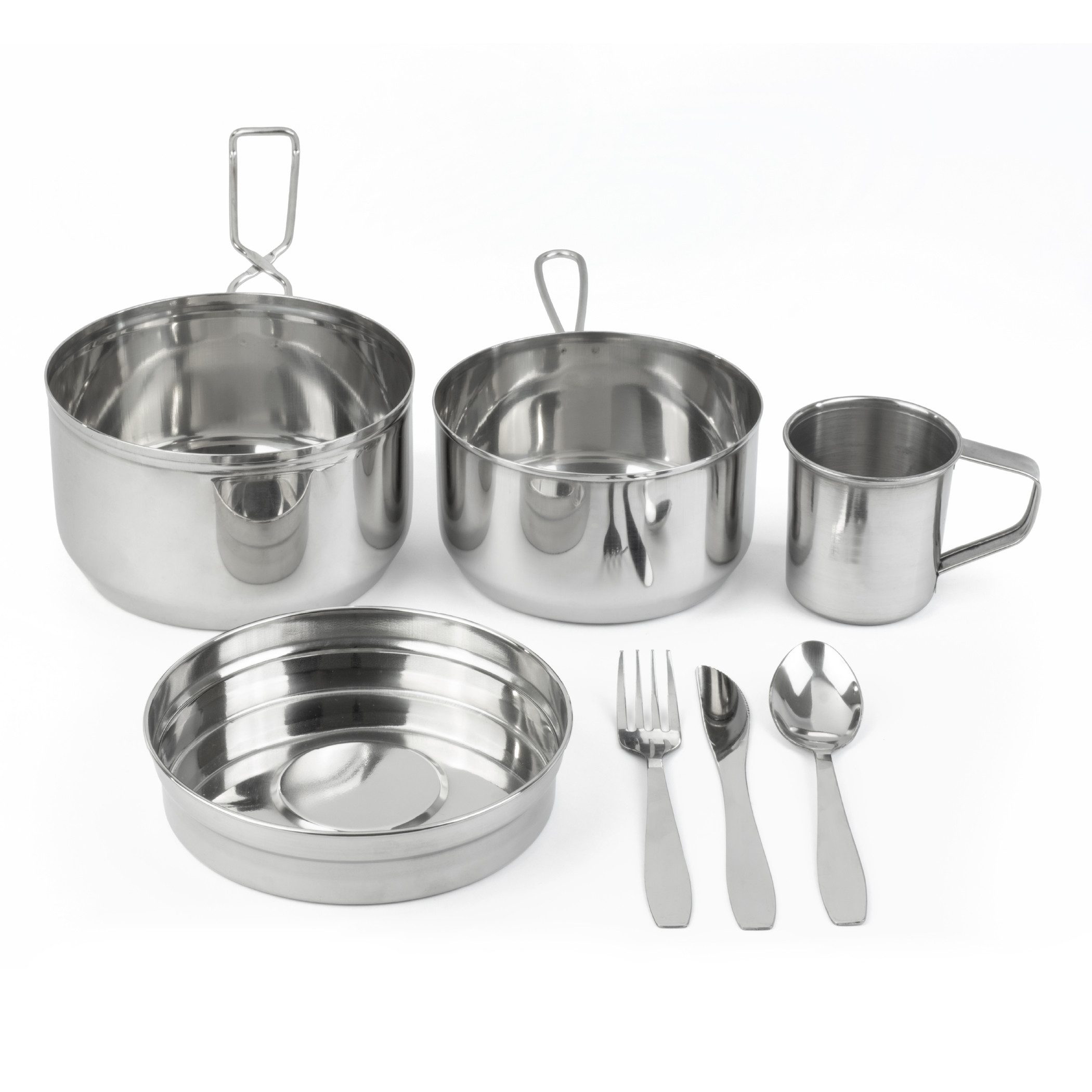 Moritz Geschirr-Set Moritz Geschirr-Set Camping Kochgeschirr 7-tlg Edelstahl 1-2 Personen (7-tlg), Edelstahl