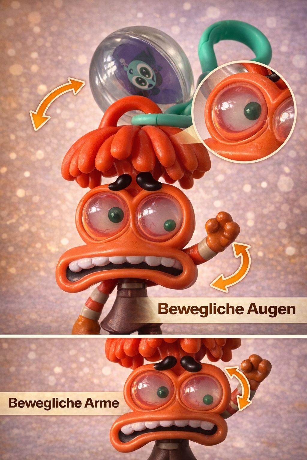 Disney Schlüsselanhänger Disney Alles steht Kopf Anhänger Zweifel 8 cm mit Wackelaugen Clip (Set, 1-tlg., Geschenk-Set), Ohne Knopfmechanismus, stattdessen dynamischer Bewegungseffekt