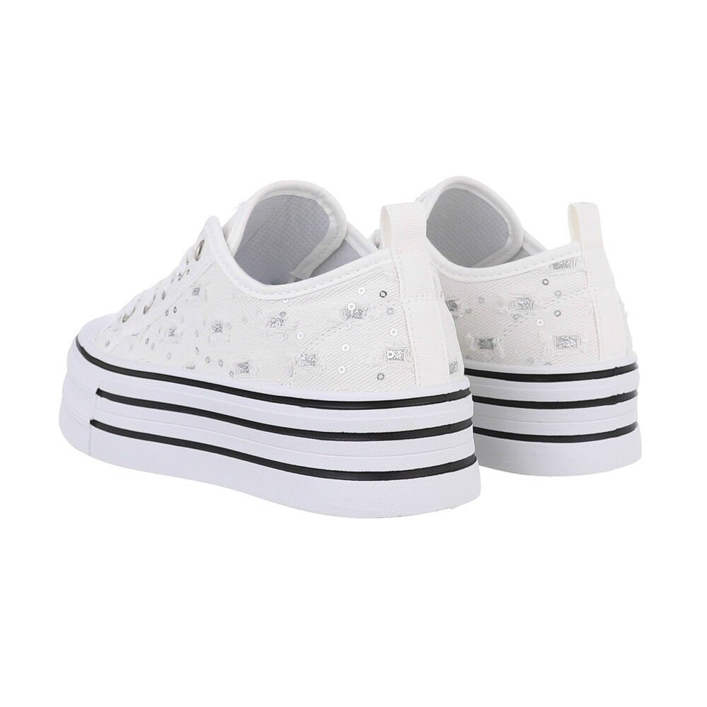 Ital-Design Komfort Sneaker mit erhöhter Sohle für Alltag & Freizeit Sneaker (85867641) Flach Sneakers Low in Weiß