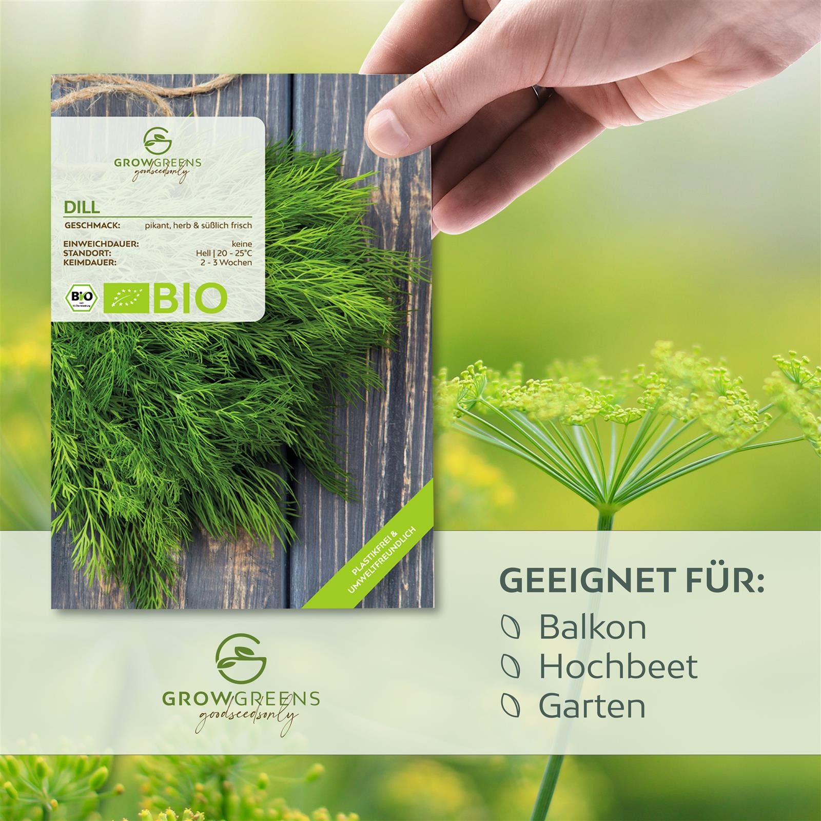 Growgreens Kräutersamen BIO Dill Samen - Küchenkräuter Saatgut aus bio. Anb günstig online kaufen