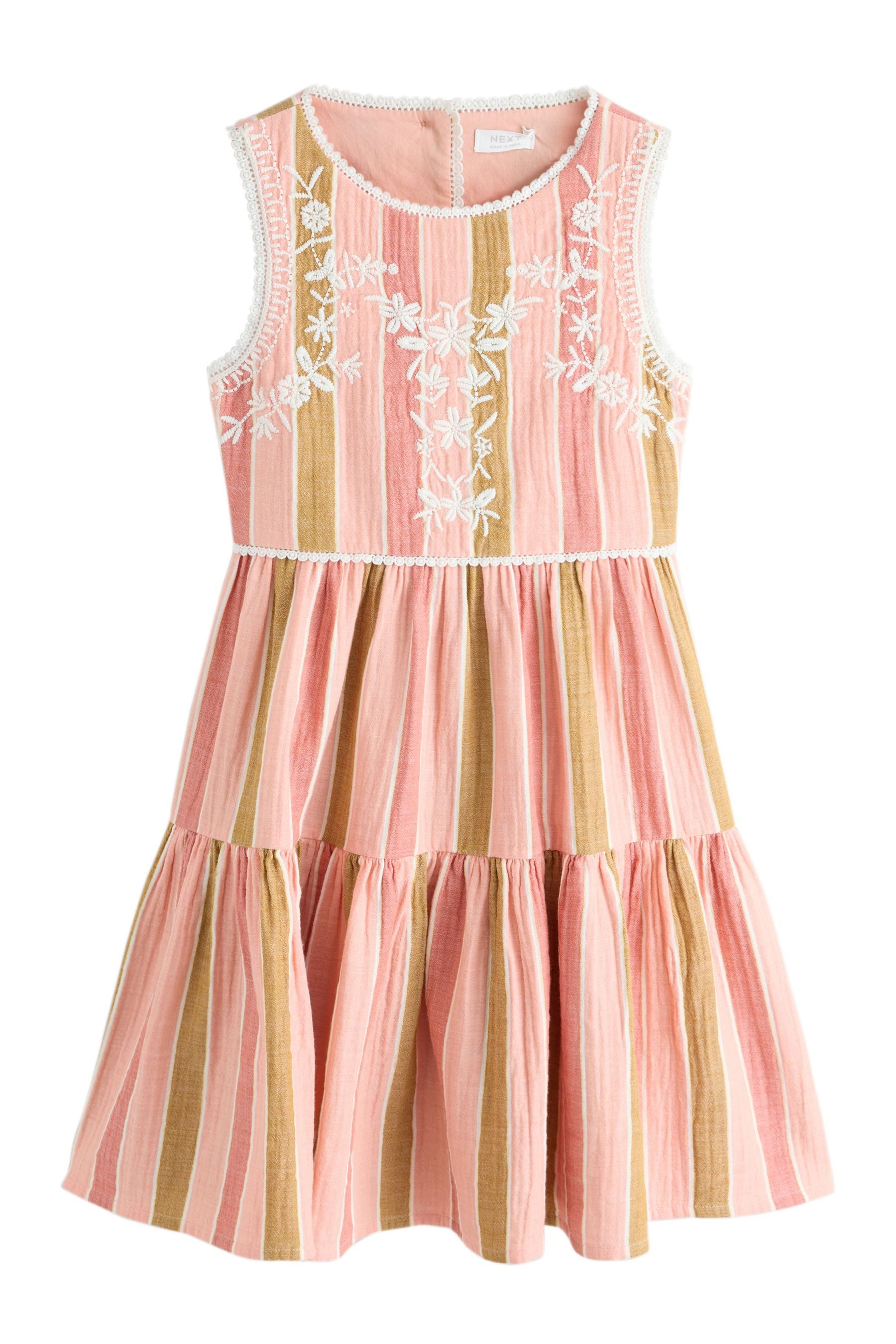 Next Sommerkleid Ärmelloses Kleid mit Stickerei (1-tlg)