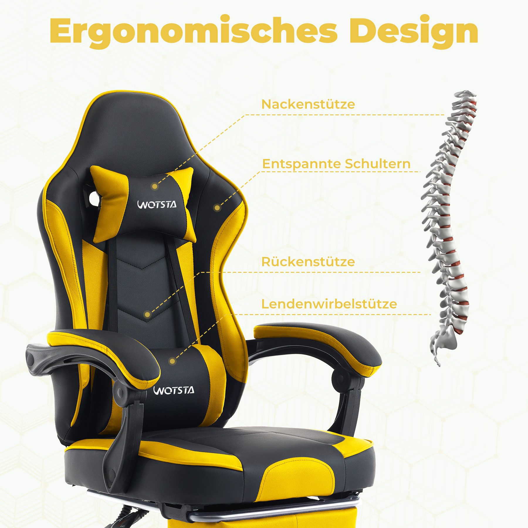 Odikalo Gaming-Stuhl Computerstuhl Bürostuhl Ergonomisch Polsterstuhl günstig online kaufen