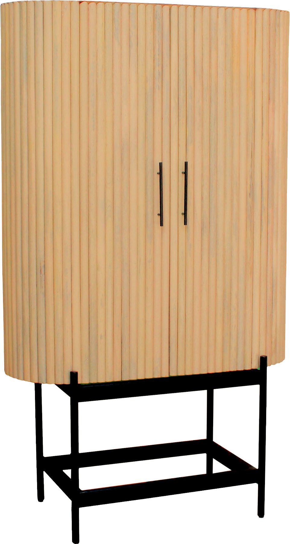 SIT Mehrzweckschrank Schrank – Retro‑Lamellen‑Design aus massivem Mangoholz (1-St) Retro‑Lamellen‑Schrank aus massivem Mangoholz – viel Stauraum