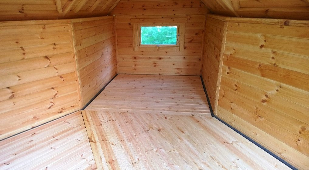 Finn Art Blockhaus Grillkota Grillpavillon 8-eckig Elegance 16,5 mit 1,8m Anbau max. 21 Personen, BxT: 453x635 cm, mit Grillanlage, mit 18 mm Fußboden