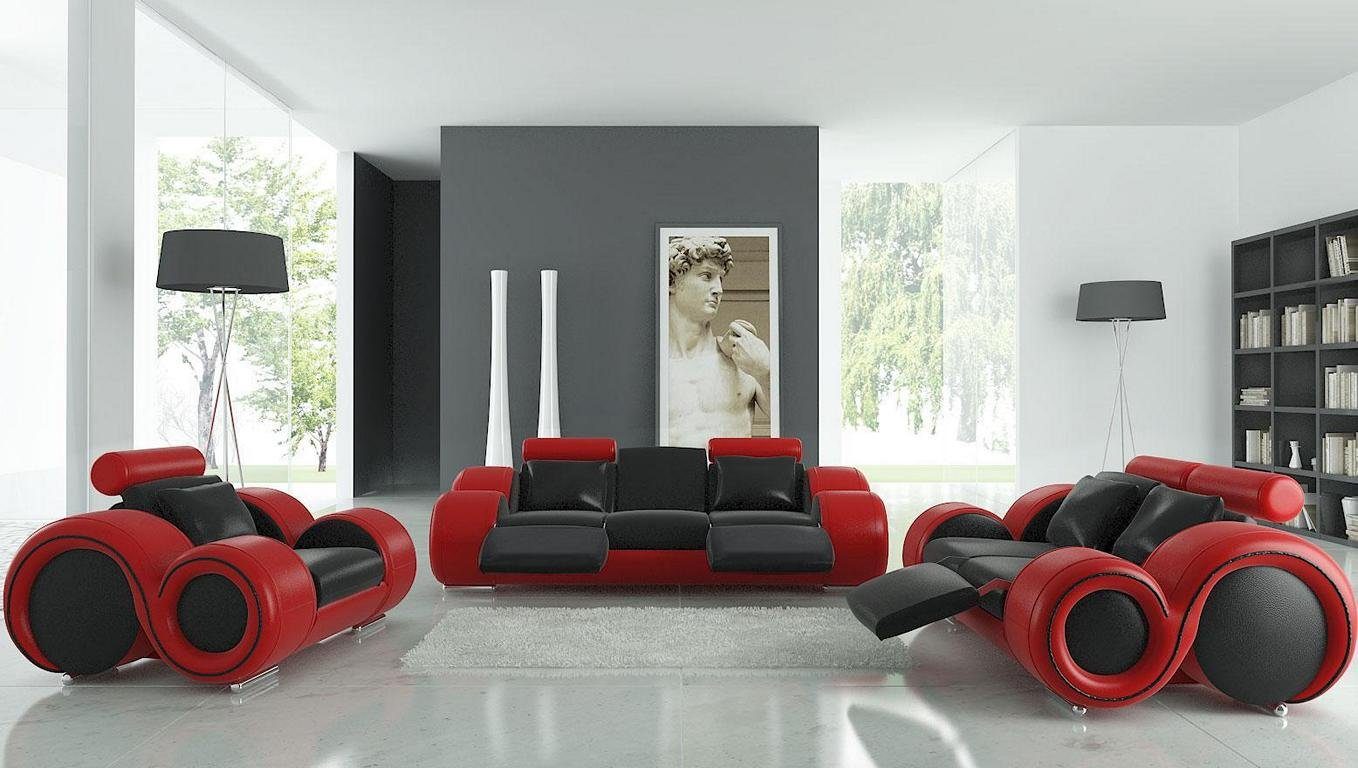 in Design Set Sofa Leder Europe JVmoebel Sofagarnitur Sofa Made Polster Wohnzimmer, 3+2 Couch