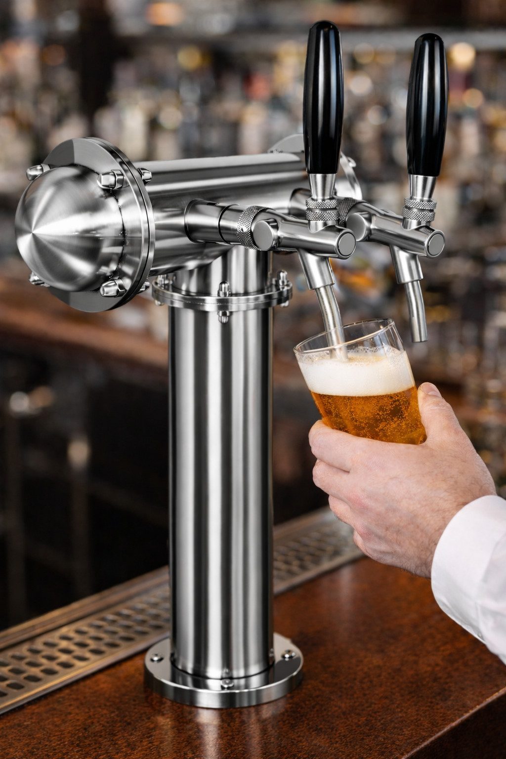 GASTROBEDARF WESTERBARKEY Zapfhahn Beer Tower "Mr. T" Chrom Poliert 2 leitig