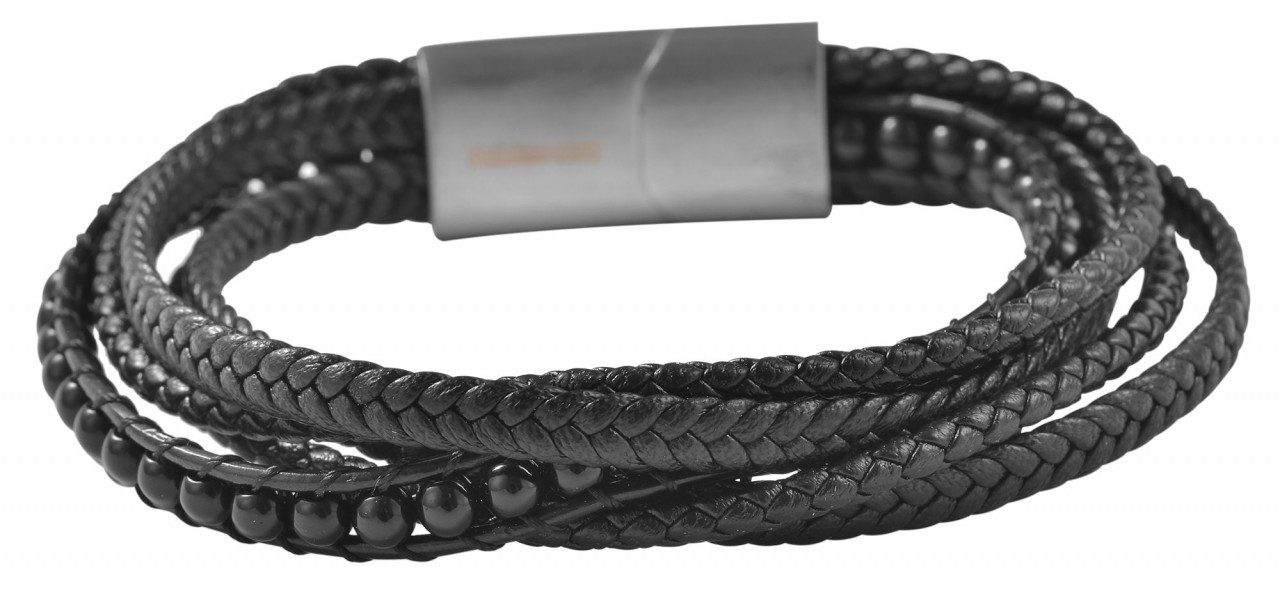 Adelia´s Edelstahlarmband Unisex Armband aus Edelstahl mit Onyx