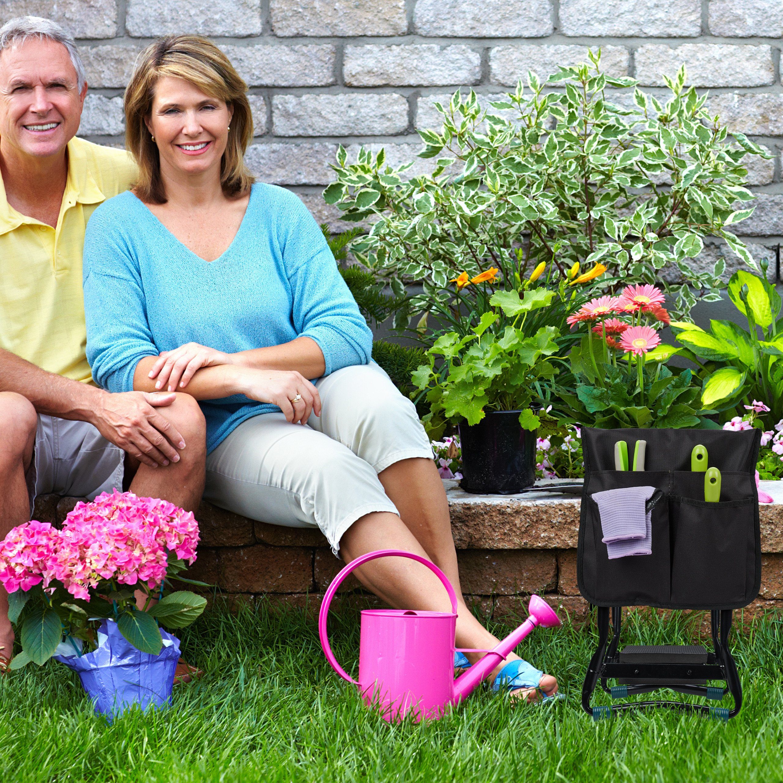 relaxdays Arbeitshocker Kniebank für Gartenarbeit