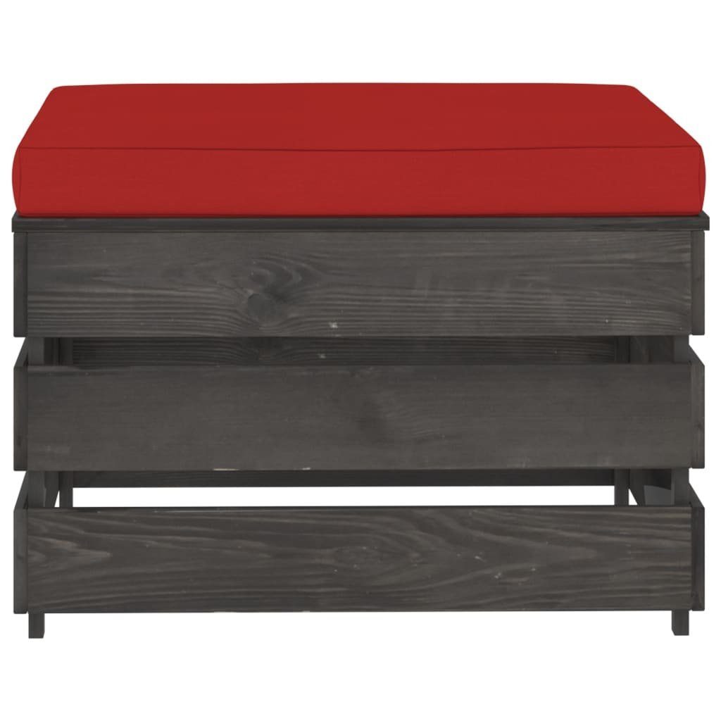 Loungesofa mane vidaXL Grau Rot Grau mit 1 Imprägniertes Kissen und Teile Holz, Modulare