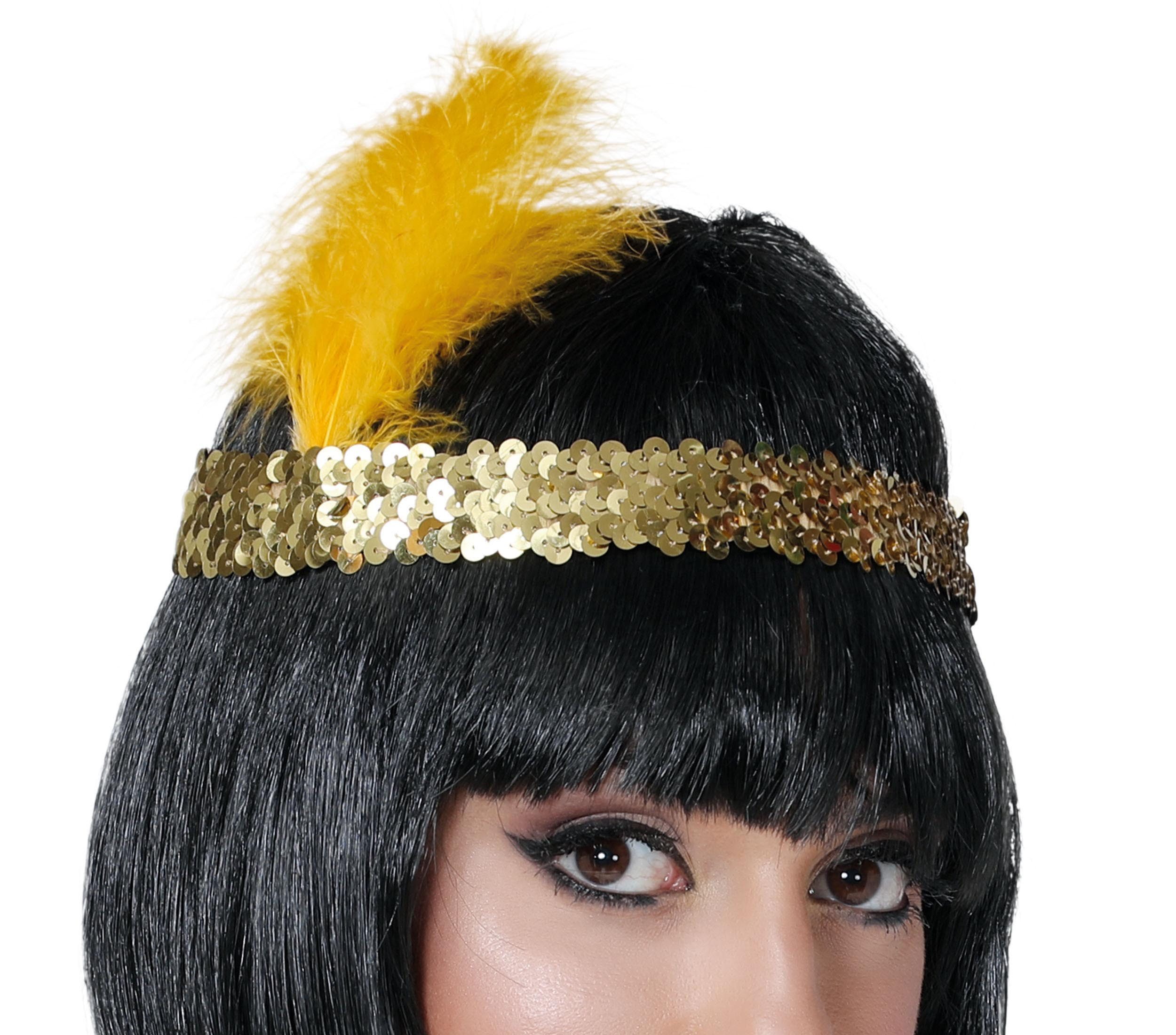 Fiestas Guirca Kostüm, Charleston Flapper Stirnband Vintage 20s Stil Glanz Perlenfedern Gatsb