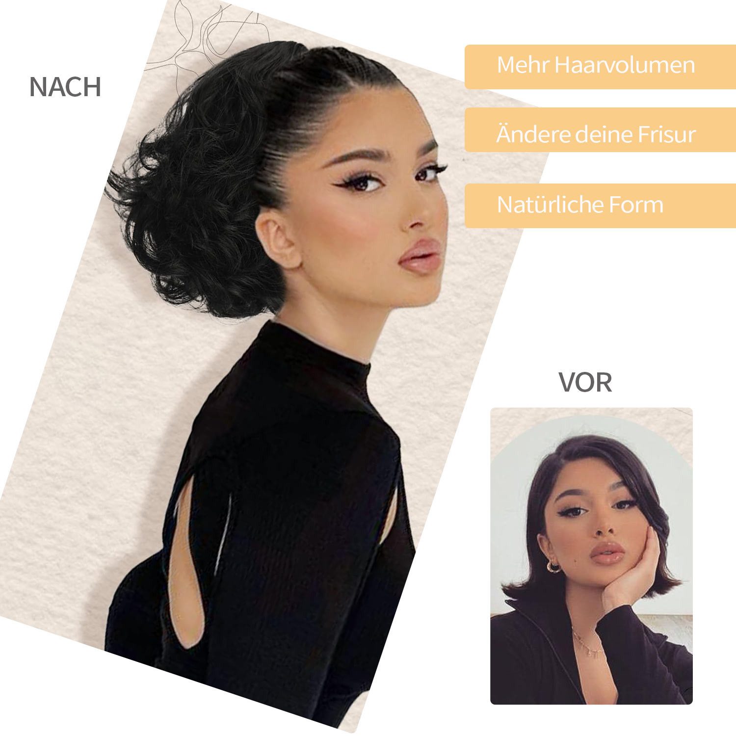 Refttenw Kunsthaarperücke Pferdeschwanz Haarteil mit Kordelzug Kurzes Wellige Ponytail Perücken, 25cm Hitzebeständige Haar