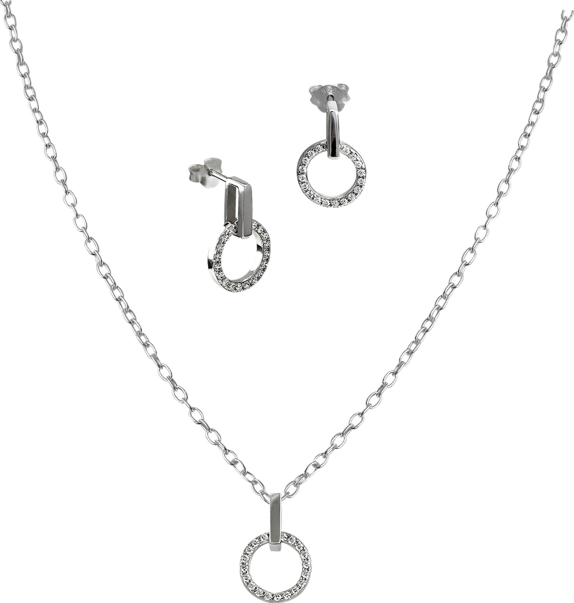SilberDream Schmuckset SilberDream Kette+Ohrringe Schmuck Set (2-tlg., Schmucksets), Damen Schmucksets aus 925er Sterling Silber, Farbe: silber, weiß