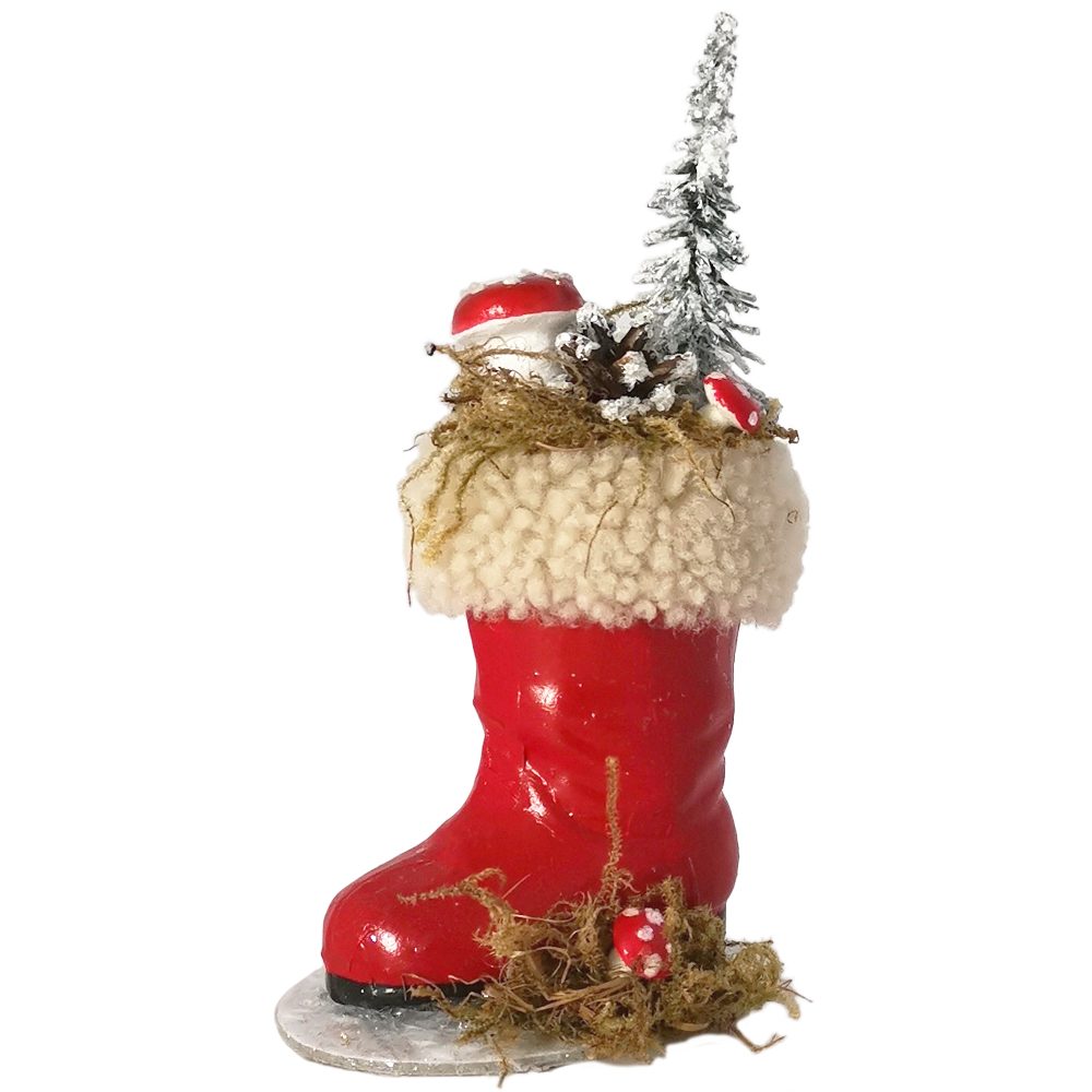 (1 Schatzhauser dekoriert 15cm handgefertigt, handbemalt Weihnachtsmann rot Nikolausstiefel St),