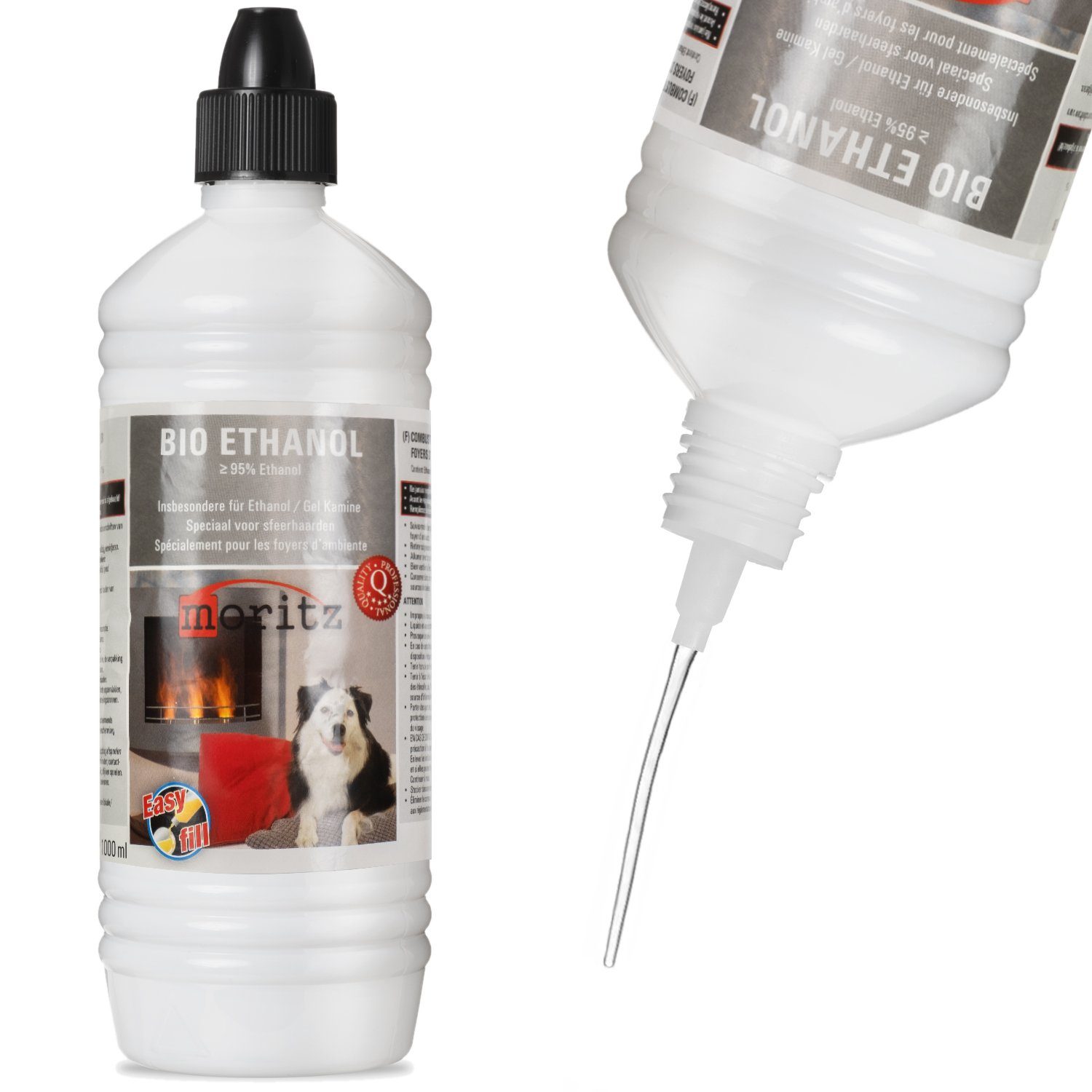 Moritz Bioethanol 3L Bio Ethanol >95% für Ethanolkamine Tischfeuer, für Ethanol Kamin Tischkamin Tischfeuer Kaminofen Outdoor Ofen