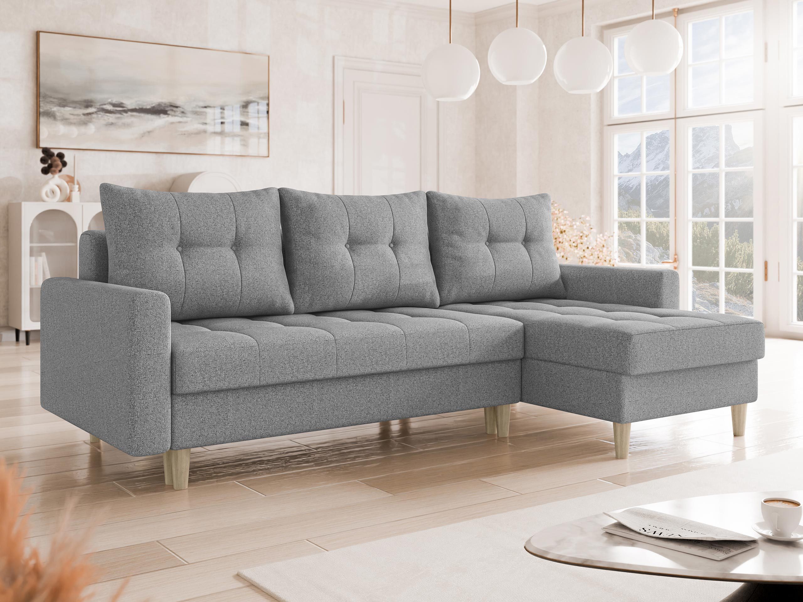 MIRJAN24 Ecksofa Bodo, mit Schlaffunktion und Bettkasten, Holzfüße, Rückenlehne in Form beweglicher Kissen