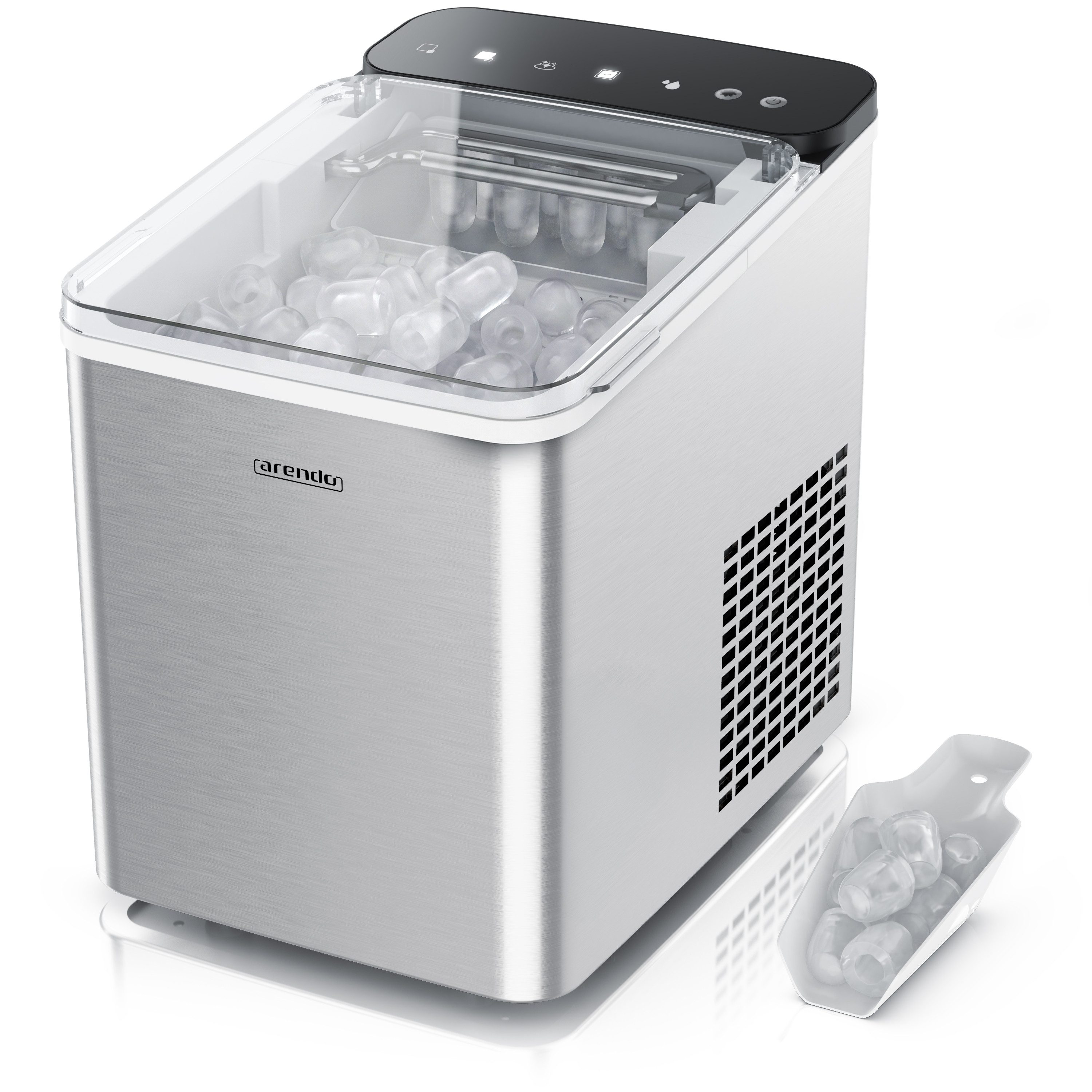 Arendo Eiswürfelmaschine Ice Maker Eiswürfelbereiter, max. 12kg Eiswürfe pro Tag, 1,1L Behälter, Automatische Abschaltung, Sichtfenster, Clean-Funktion, Warnfunktion