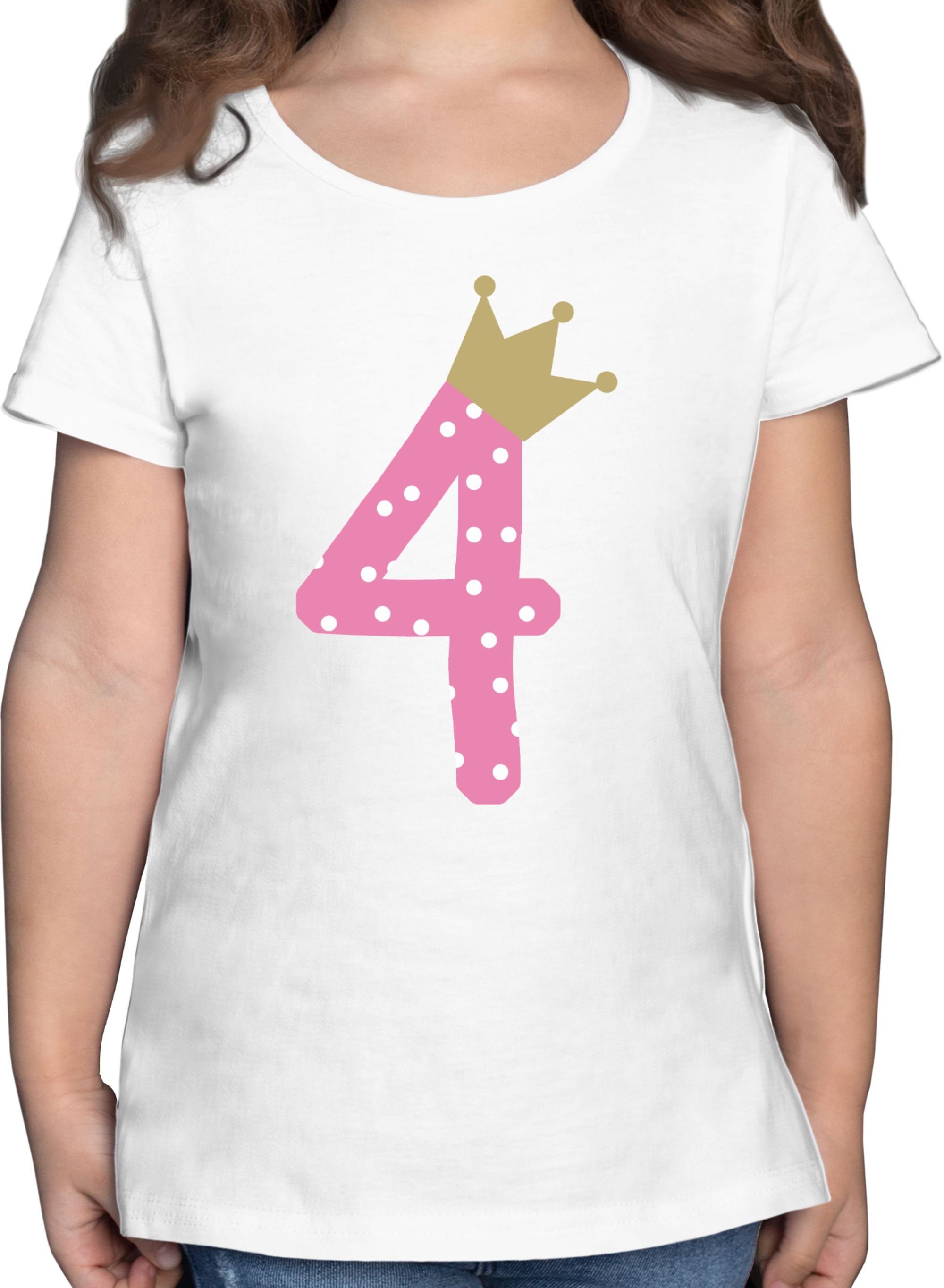 Shirtracer T-Shirt Vier Krone Mädchen Vierter 4. Geburtstag 2 Weiß