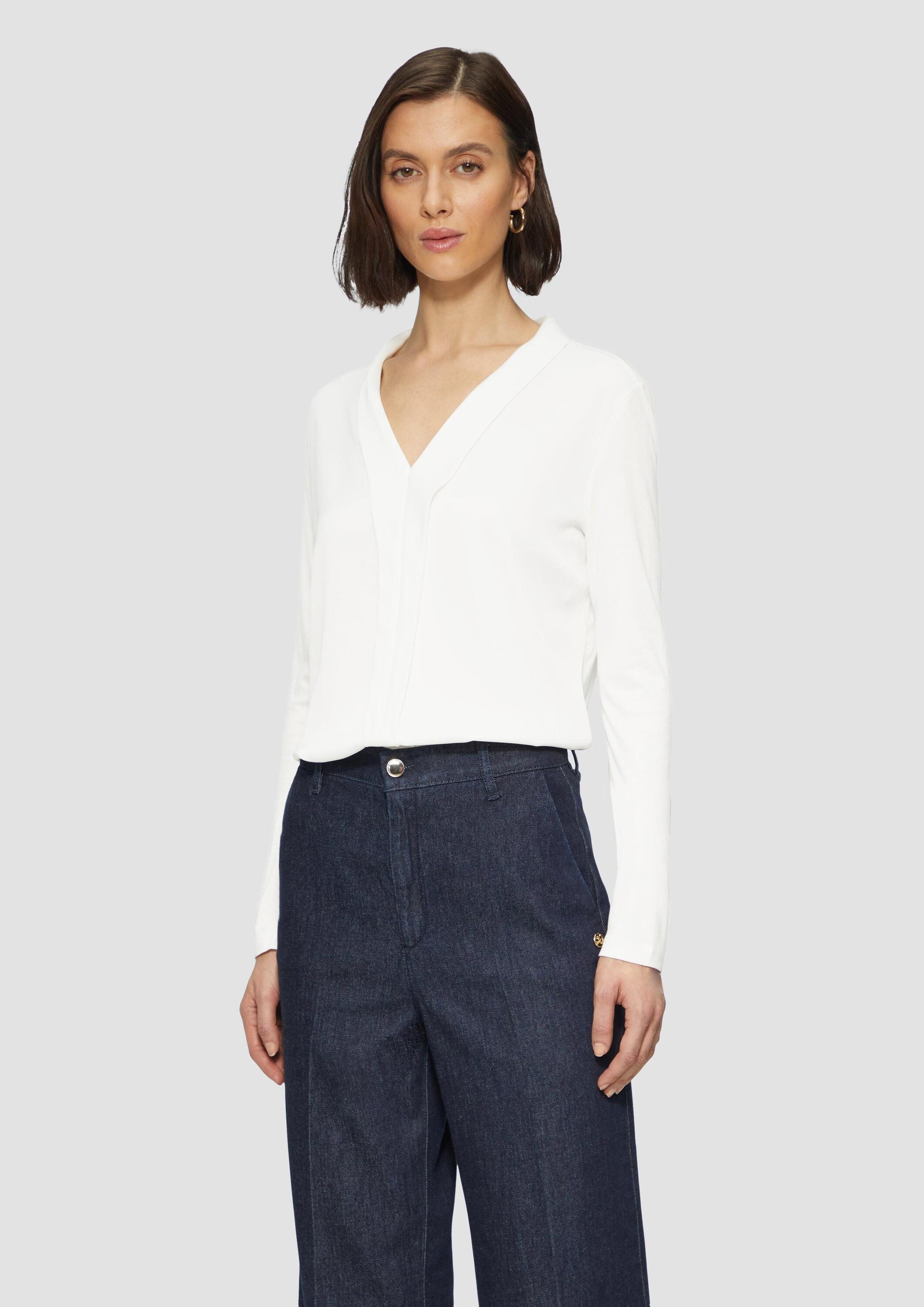 s.Oliver Langarmbluse T-Shirt Satin-Blusenshirt mit Blende günstig online kaufen