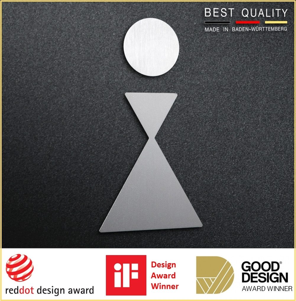 PHOS Design Hinweisschild Design-Award WC-Piktogramm, Damen, Edelstahl