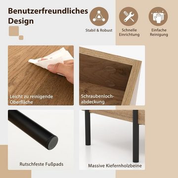 KOMFOTTEU Couchtisch, mit 3 Fächern & versteckter Aufbewahrung