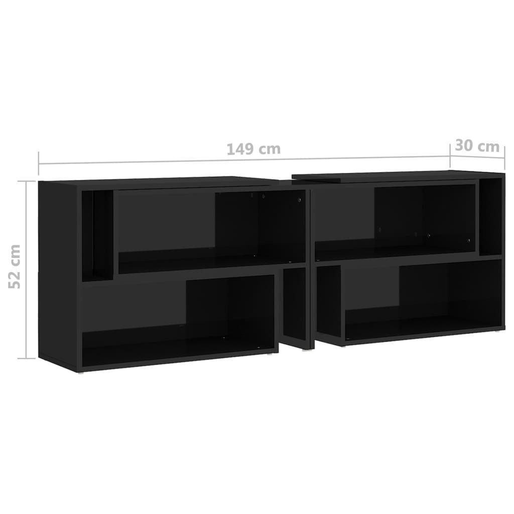 Holzwerkstoff 149x30x52 furnicato TV-Schrank Hochglanz-Schwarz cm