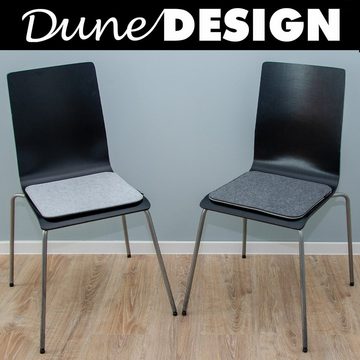 DuneDesign Stuhlkissen 4 Filz Sitzkissen eckig Stuhlkissen Sitzauflage, 35x35cm 8 mm grau