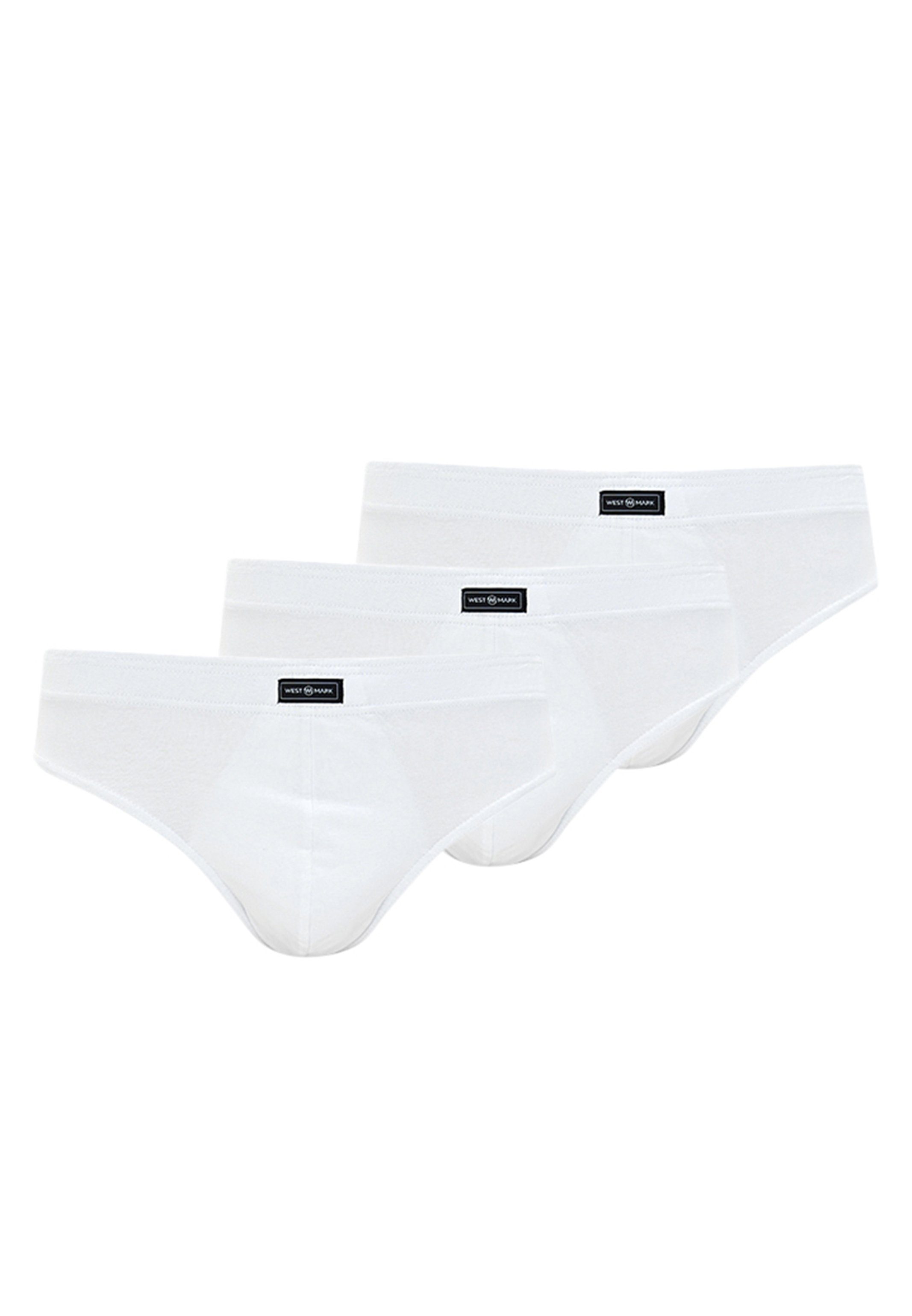 Slip Eingriff Baumwolle LONDON Slip 3er Mit Schriftzug - - Unterhose Weiß WESTMARK Logo Bruno (Spar-Set, Ohne - und / Pack 3-St)