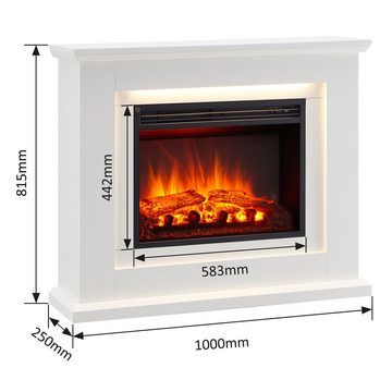 CrownFlame Elektrokamin Charon, Heizung, LED-Beleuchtung, 3D-Flammeneffekt & Fernbedienung