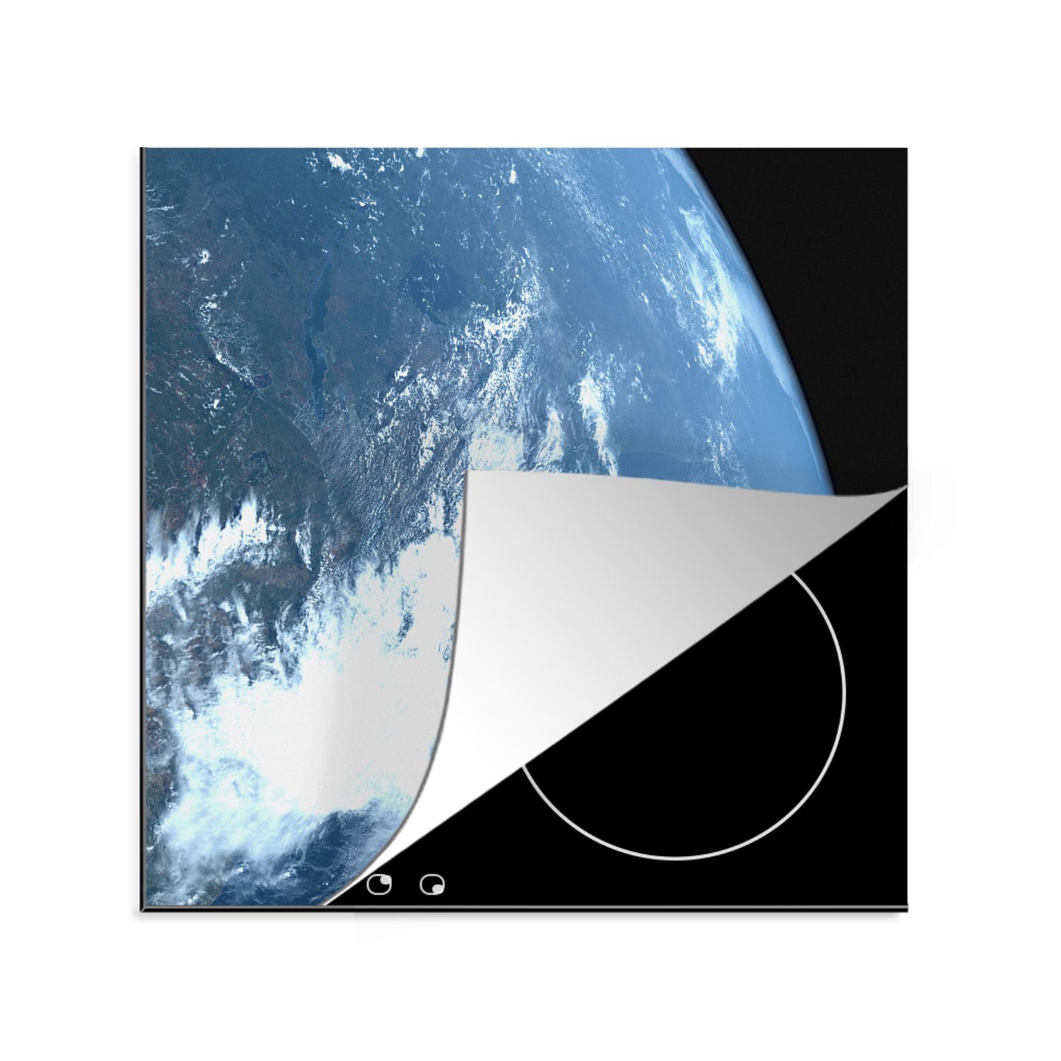 Planeten Arbeitsplatte cm, Ceranfeldabdeckung, küche (1 - Herdblende-/Abdeckplatte - tlg), Luft, 78x78 für Vinyl, MuchoWow Erde