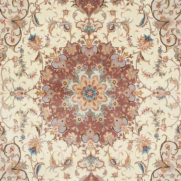 Orientteppich Perser - Täbriz - Royal - 213 x 149 cm - beige, morgenland, rechteckig, Höhe: 7 mm, Wohnzimmer, Handgeknüpft, Einzelstück mit Zertifikat