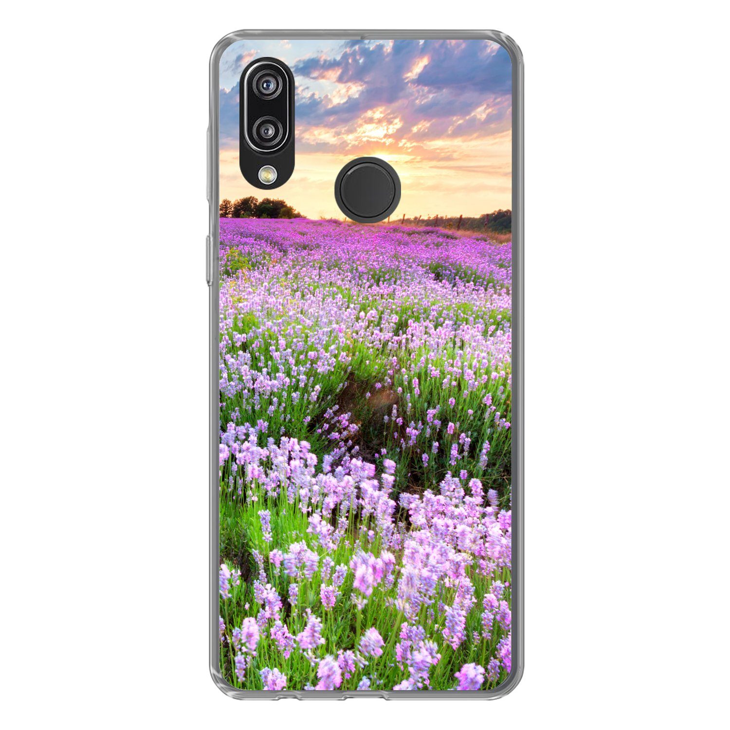 MuchoWow Handyhülle für Huawei P20 Lite (2020) Blumen - Lavendel - Lila - Himmel - Sonnenu, Handy Case, Silikon, Bumper Case Dünn