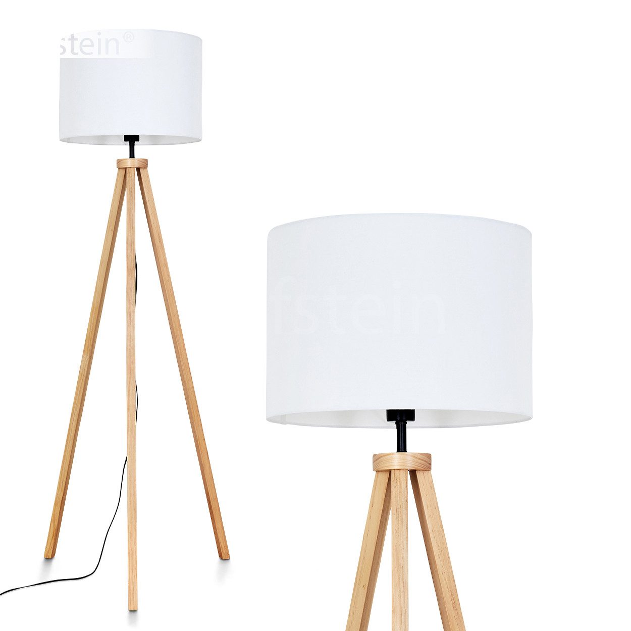 Stehlampe Stehlampe aus Holz/Stoff in Naturfarben/Weiß