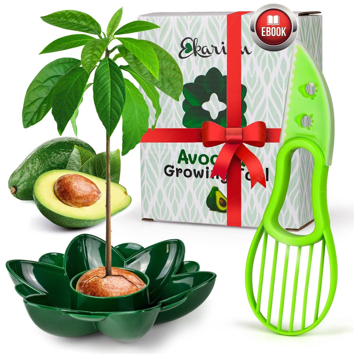 Ekarian Anzuchtdeckel Ekarian Avocado Growing Tool, Geschenke für Frauen, Avocado Pflanzen, Geburtstagsgeschenk, Avocado züchten, Avocado Schneider, Avocadobaum Pflanzen, Ebook